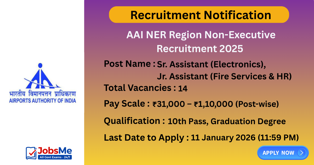 Airports Authority of India NER Region Non-Executive Recruitment 2025 – Apply Online for 14 Posts