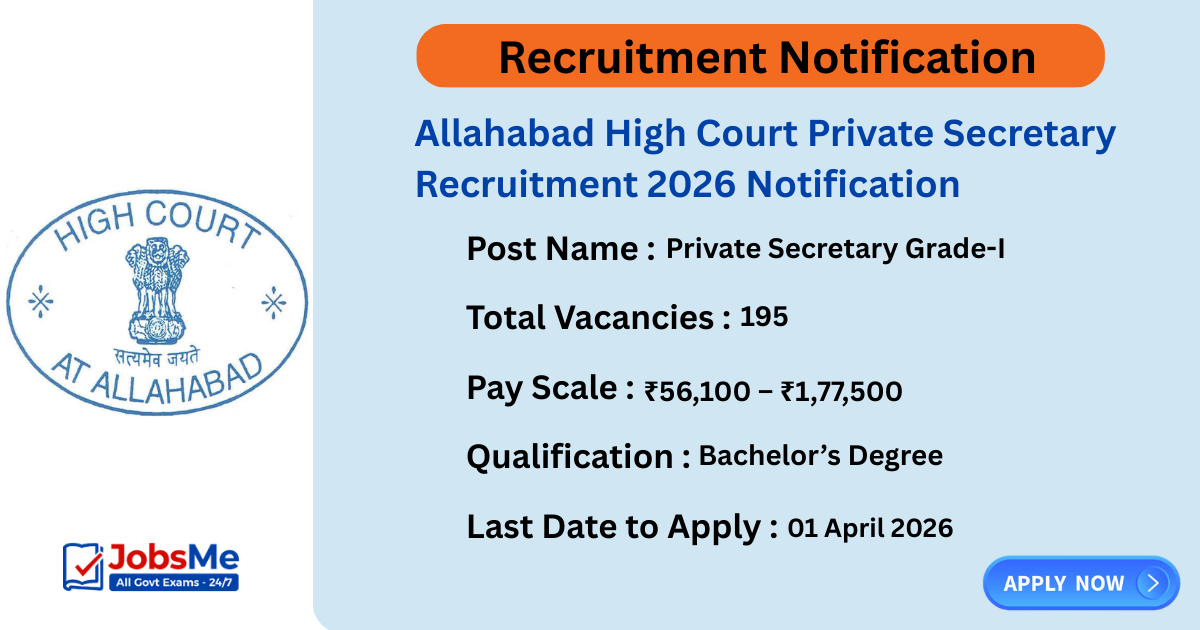 Allahabad High Court Private Secretary Recruitment 2026 Notification Out for 195 Posts