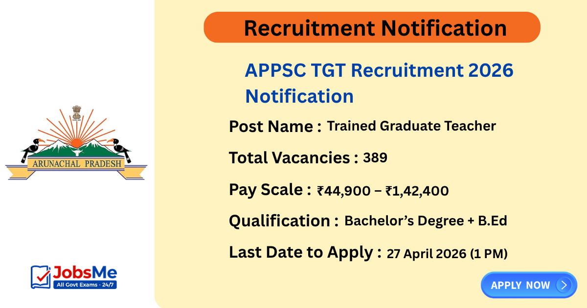 APPSC TGT Recruitment 2026 Notification Out for 389 Posts, Apply Online