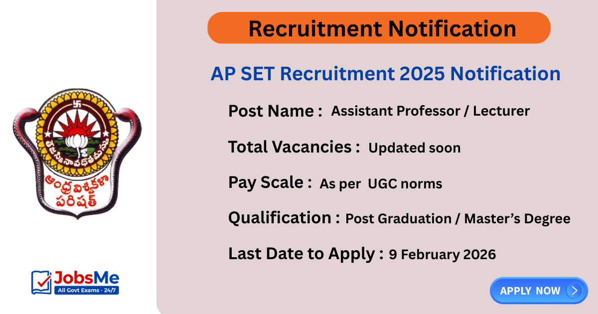 AP SET Recruitment 2026 Notification – Apply Online for Assistant Professor & Lecturer Posts