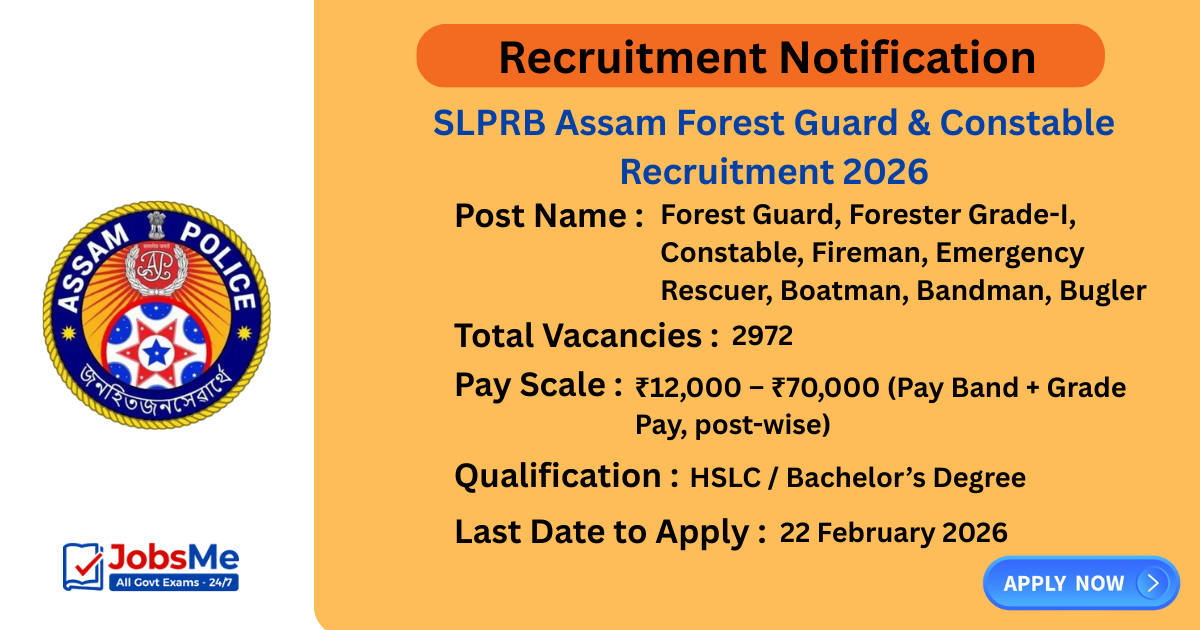 SLPRB Assam Forest Guard & Constable Recruitment 2026 – Apply Online for 2972 Posts