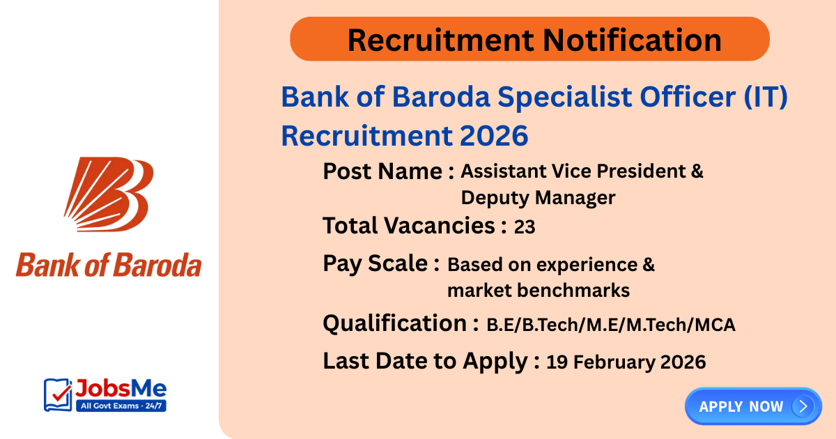 Bank of Baroda Specialist Officer (IT) Recruitment 2026 – Apply Online for 23 AVP & Deputy Manager Posts