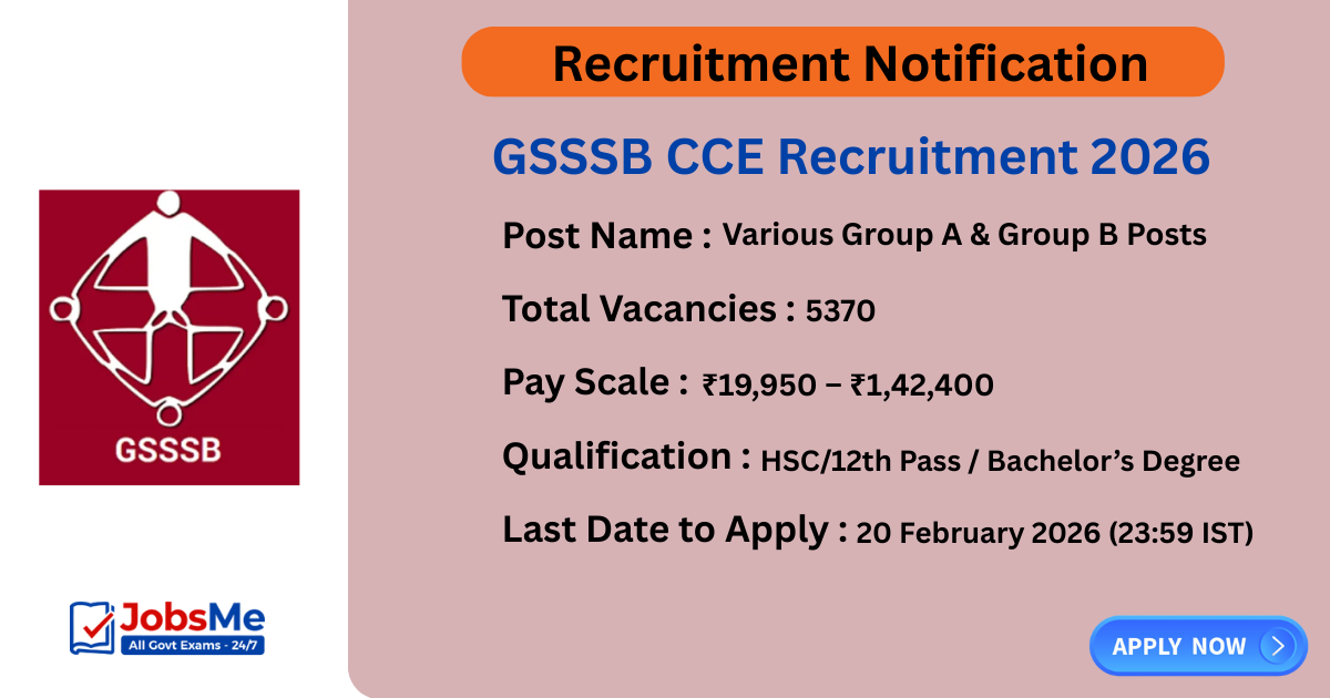 GSSSB CCE Recruitment 2026 – Apply Online for 5370 Group A & Group B Posts