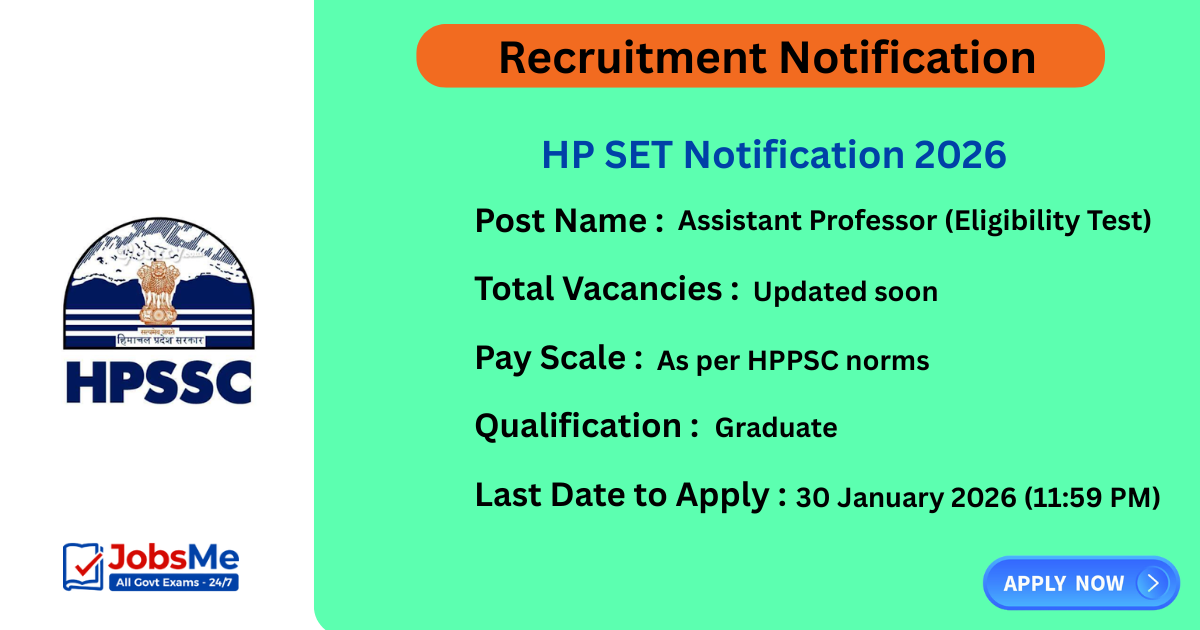 HP SET Notification 2026 – Apply Online for State Eligibility Test