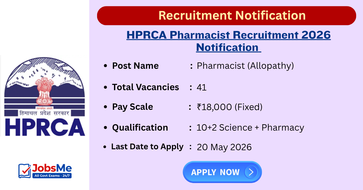 HPRCA Pharmacist Recruitment 2026 Notification Out for 41 Posts | Apply Online