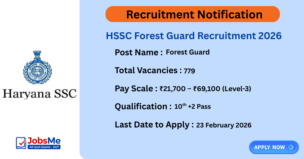 HSSC Forest Guard Recruitment 2026 – Apply Online for 779 Posts