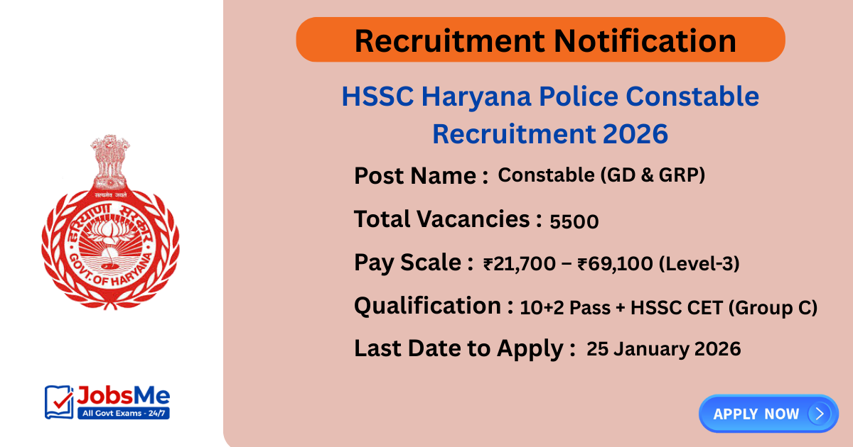 HSSC Haryana Police Constable Recruitment 2026 – Apply Online for 5500 Posts