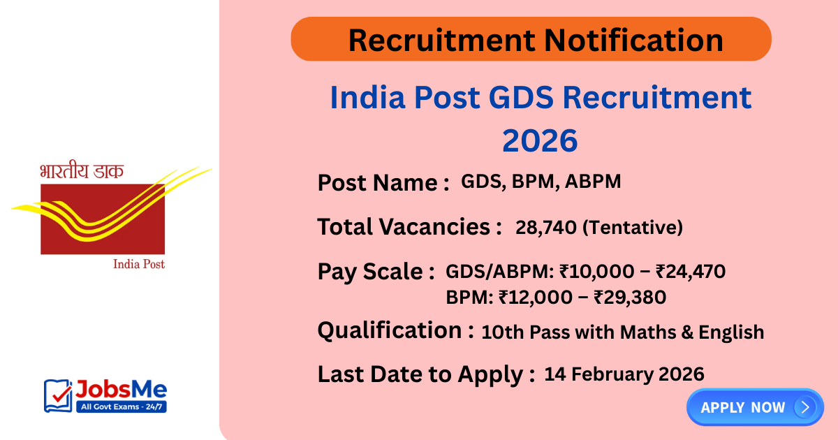 India Post GDS Recruitment 2026 – Apply Online for 28,740 Posts