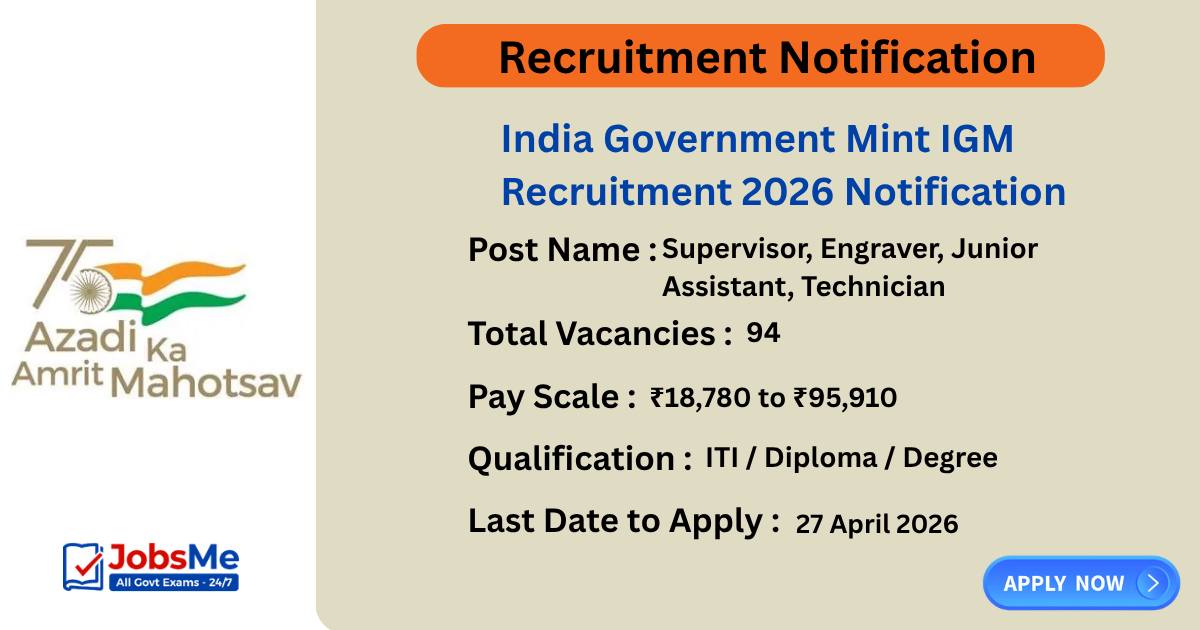 India Government Mint IGM Recruitment 2026 Notification Out for 94 Posts – Apply Online