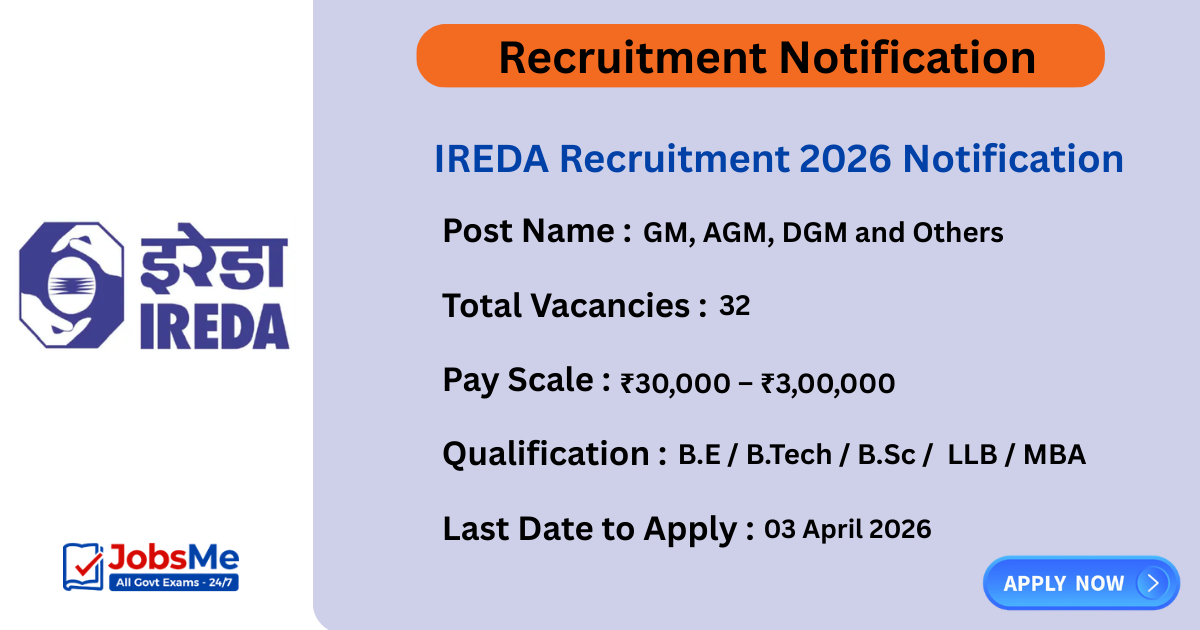 IREDA Recruitment 2026 Notification Out for 32 Executive Posts – Apply Online