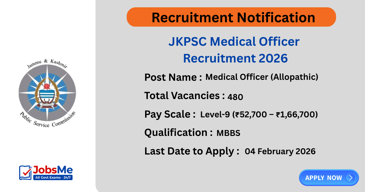 JKPSC Medical Officer Recruitment 2026 – Apply Online for 480 Posts