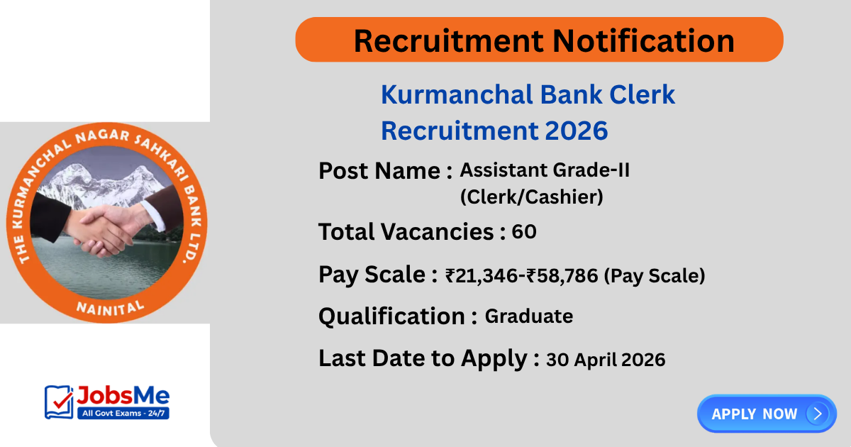 Kurmanchal Bank Clerk Recruitment 2026 Notification Out for 60 Posts – Apply Online
