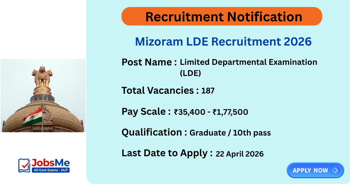 Mizoram LDE Recruitment 2026 Apply Online 187 Posts