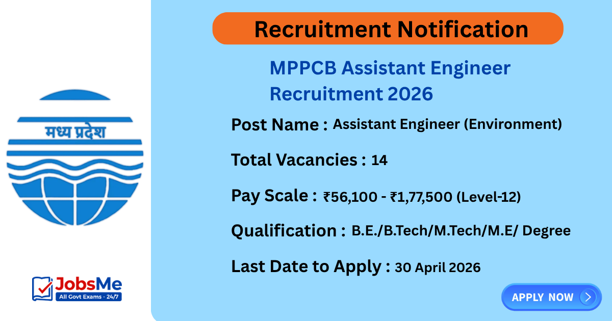 MPPCB Assistant Engineer Recruitment 2026 Apply Online for 14 AE Posts