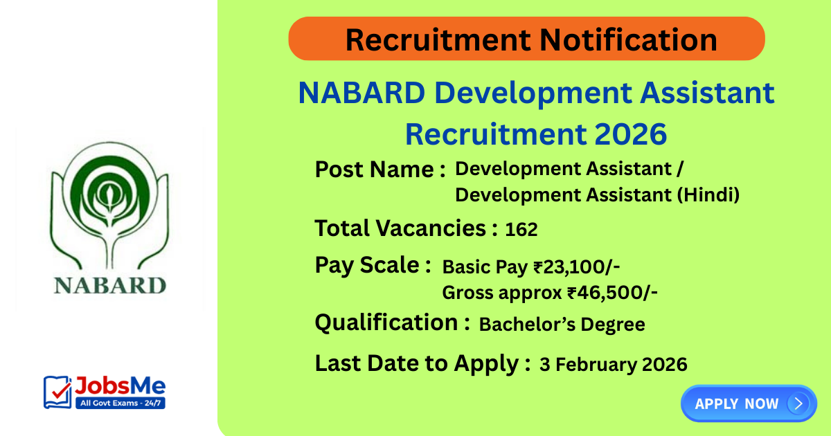 NABARD Development Assistant Recruitment 2026 – Apply Online for 162 Posts