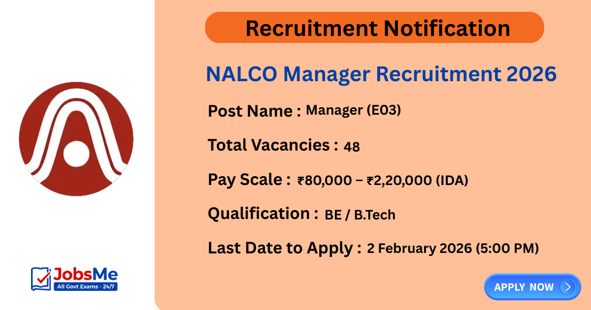 NALCO Manager Recruitment 2026 – Apply Online for 48 Manager Posts
