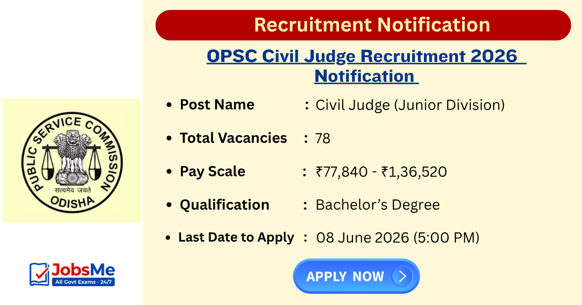 OPSC Civil Judge Recruitment 2026 Out for 78 Posts, Apply Online for Odisha Judicial Service