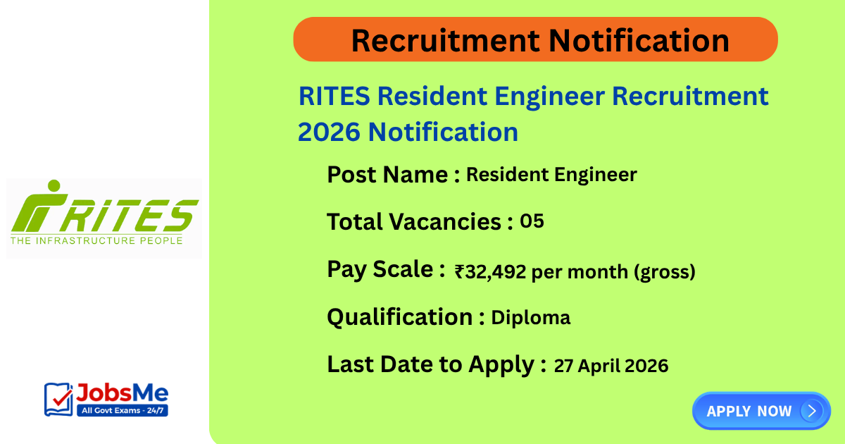 RITES Resident Engineer Recruitment 2026 Notification Out for 05 Posts – Apply Online