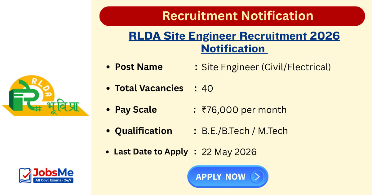 RLDA Site Engineer Recruitment 2026 Notification Out – Apply for 40 Civil & Electrical Posts
