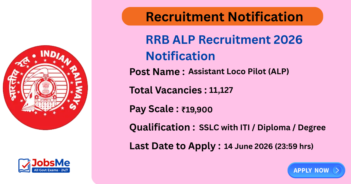 RRB ALP Recruitment 2026 Notification Out for 11,127 Assistant Loco Pilot Posts – Apply Online