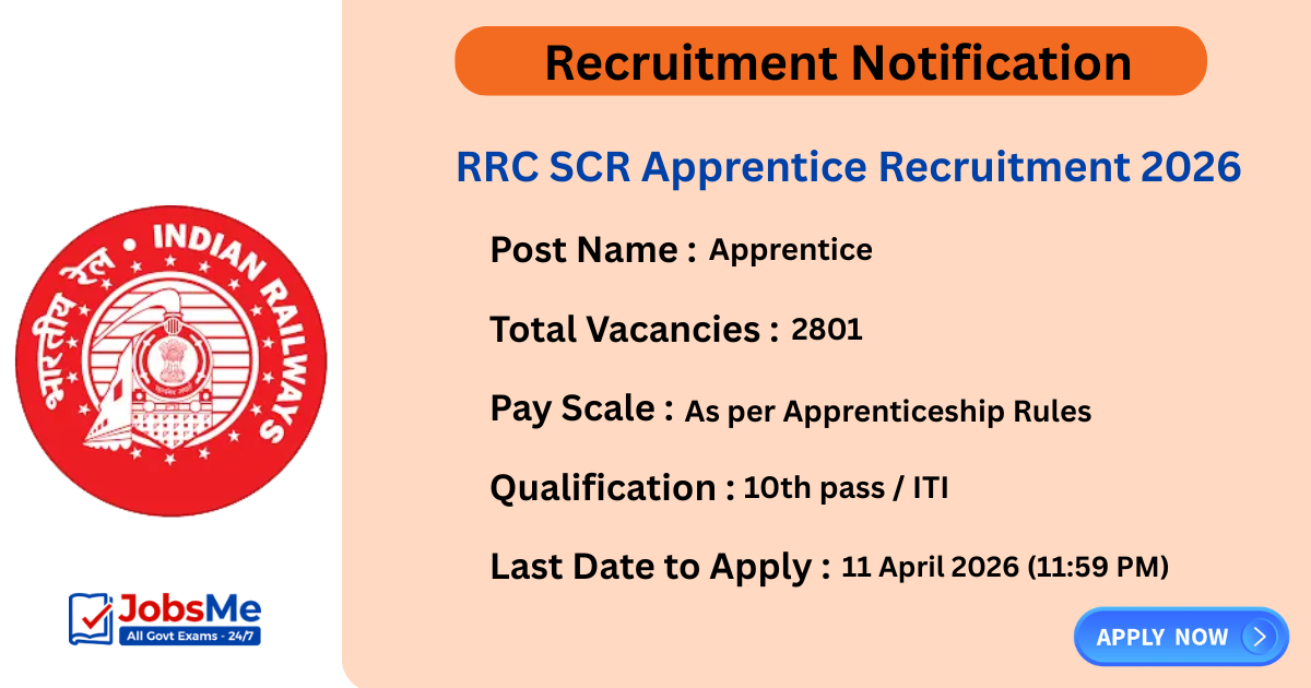 RRC SCR Apprentice Recruitment 2026 Apply Online for 2801 Posts