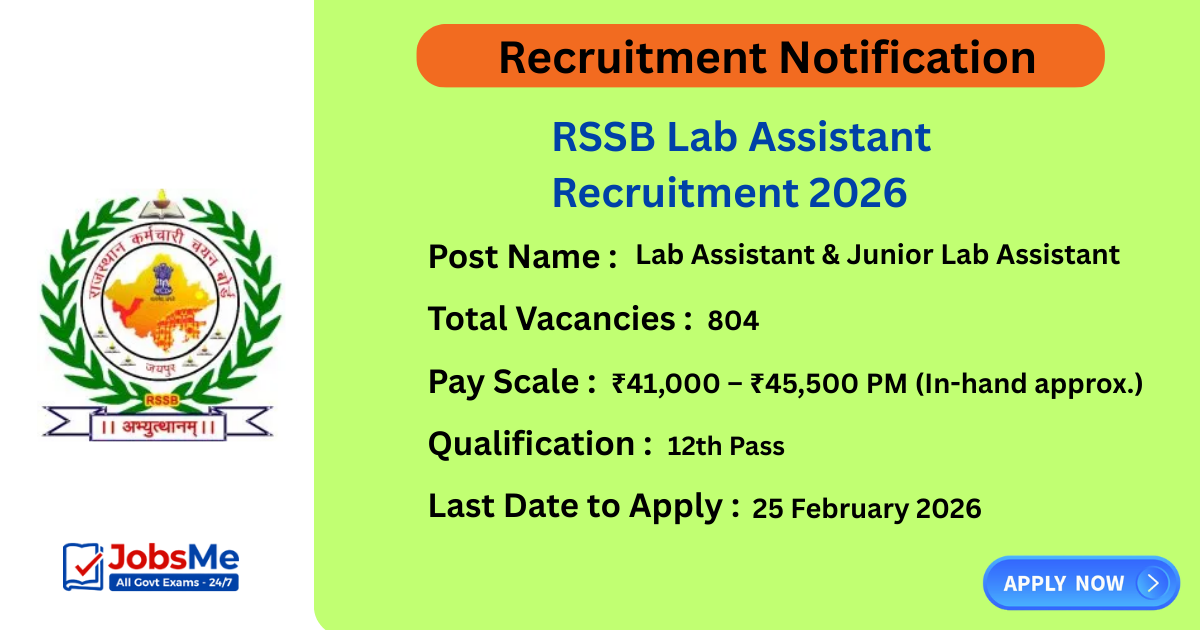 RSSB Lab Assistant Recruitment 2026 – Apply Online for 804 Posts