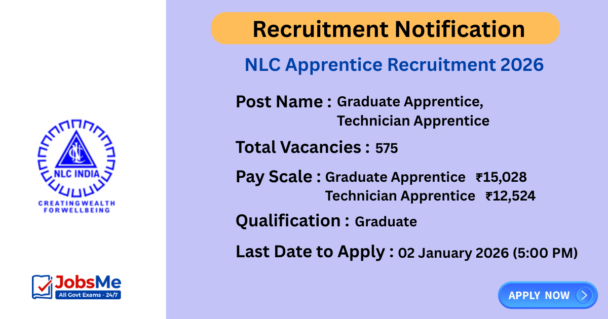 NLC Apprentice Recruitment 2026 – Apply Online for 575 Graduate & Technician Posts