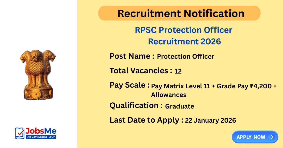 RPSC Protection Officer Recruitment 2026 – Apply Online for 12 Posts