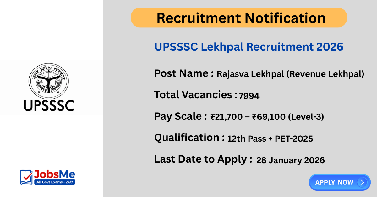UPSSSC Lekhpal Recruitment 2026 – Apply Online for 7994 Rajasva Lekhpal Posts