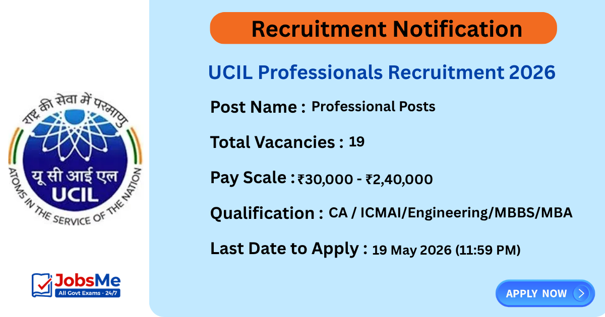 UCIL Professionals Recruitment 2026 Apply Online for 19 Posts