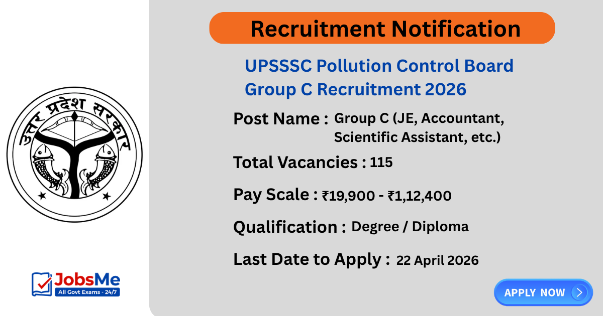 UPSSSC Pollution Control Board Group C Recruitment 2026 Apply Online for 115 Posts
