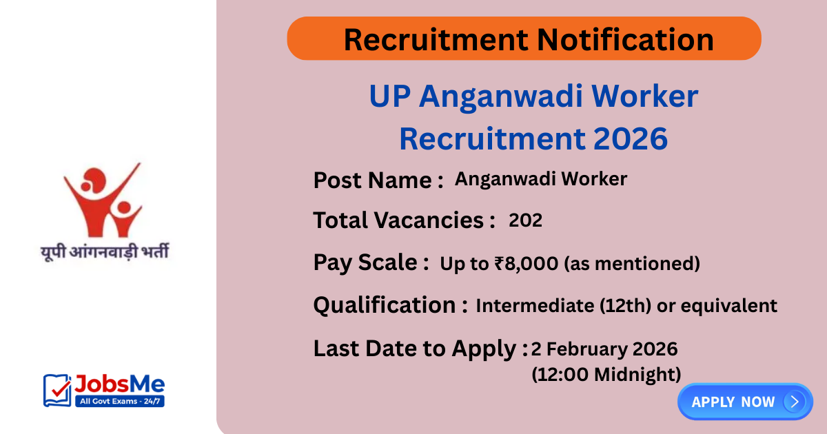UP Anganwadi Worker Recruitment 2026 – 202 Vacancies