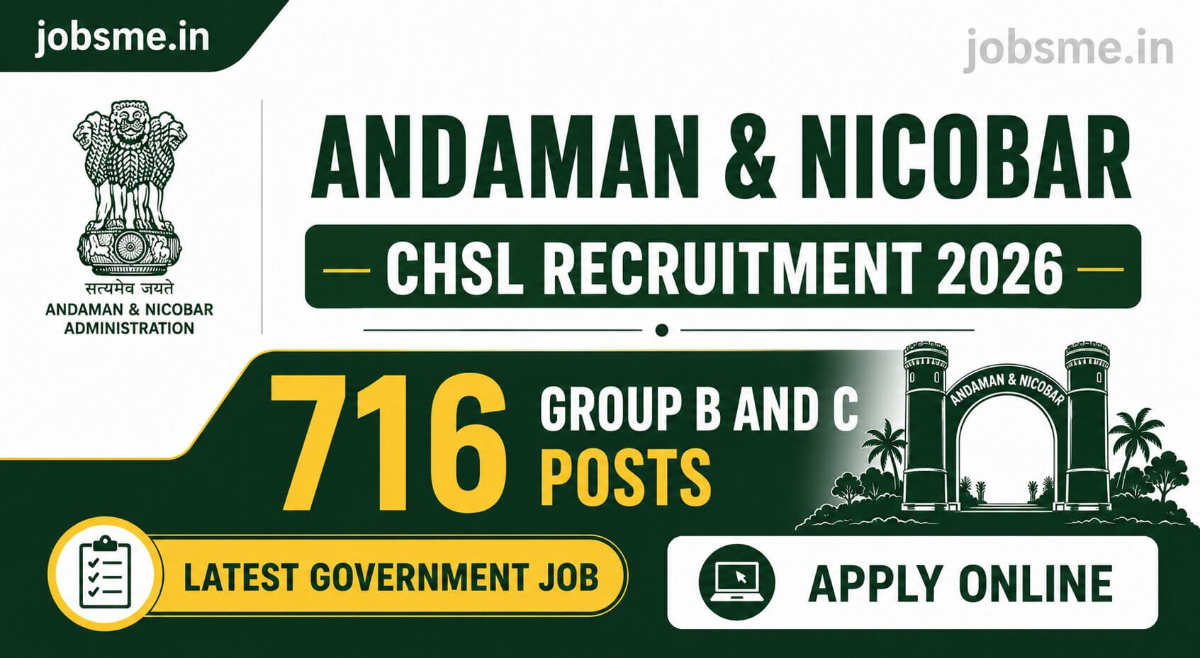 Andaman & Nicobar CHSL Recruitment 2026 Notification Out for 716 Group B and C Posts