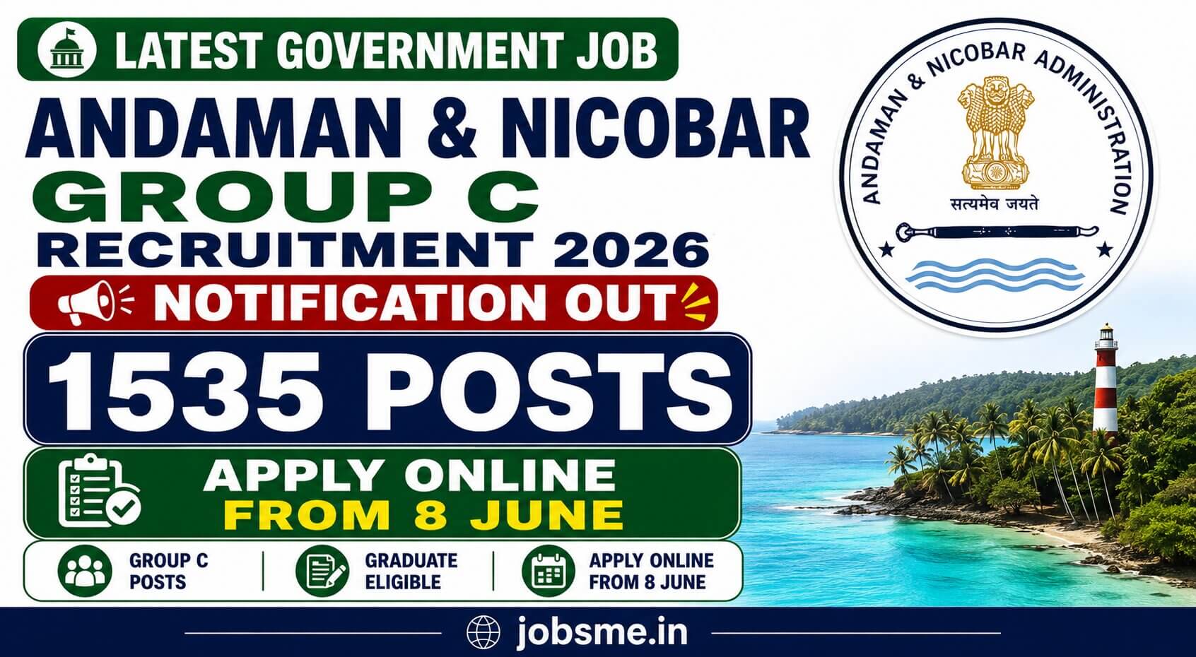 Andaman and Nicobar Group C Recruitment 2026 Notification Out for 1535 Posts, Apply Online from 8 June