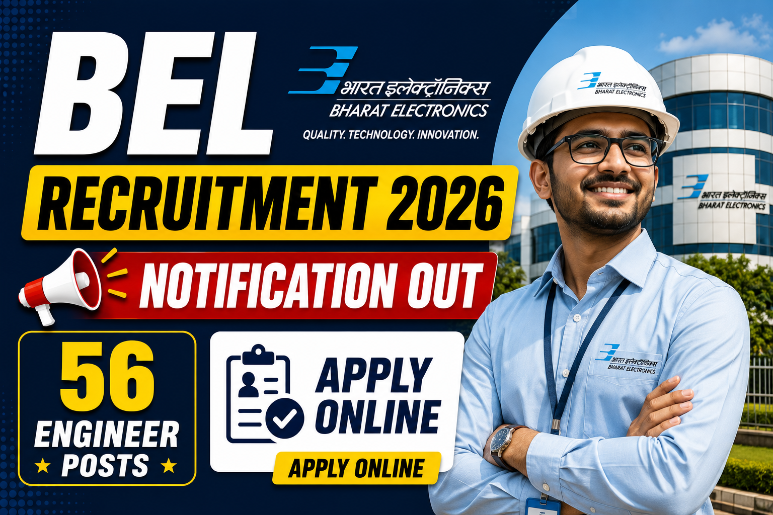 BEL Recruitment 2026 Notification Out for 56 Engineer Posts – Apply Online