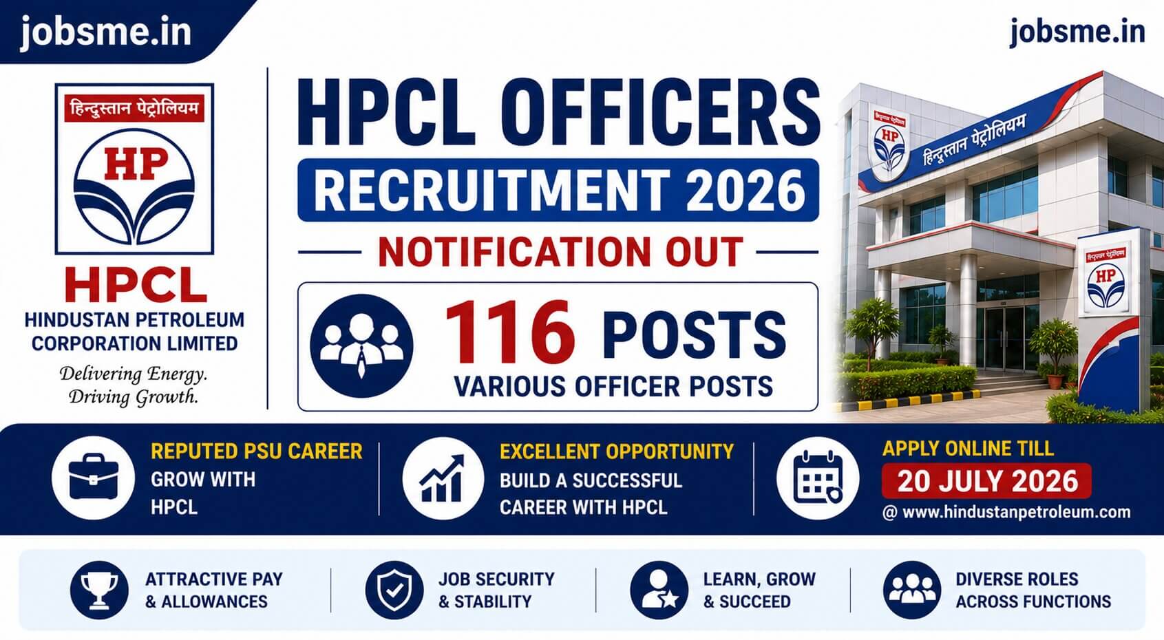 HPCL Officers Recruitment 2026 Notification Out for 116 Posts, Apply Online Till 20 July