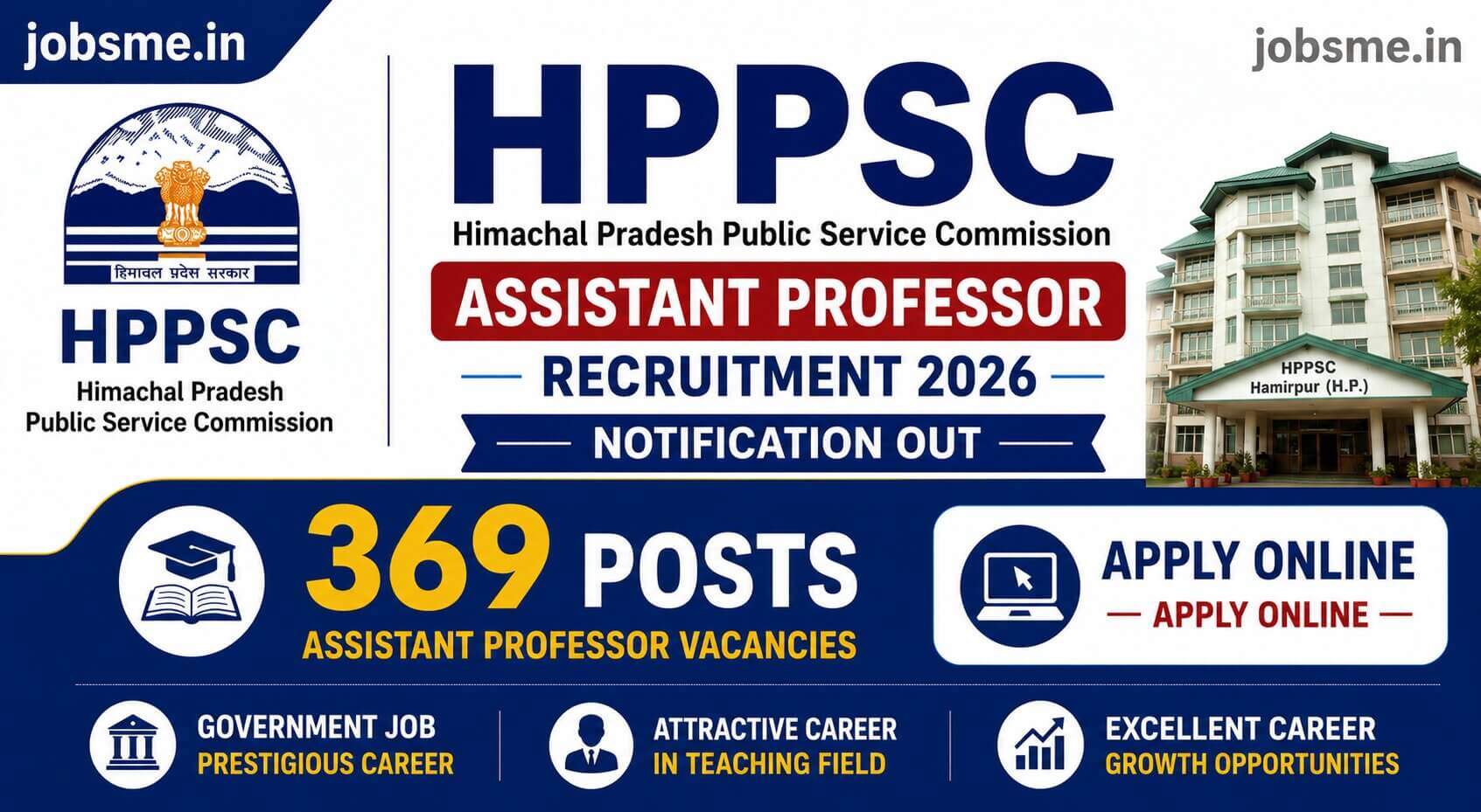 HPPSC Assistant Professor Recruitment 2026 Notification Out for 369 Posts, Apply Online