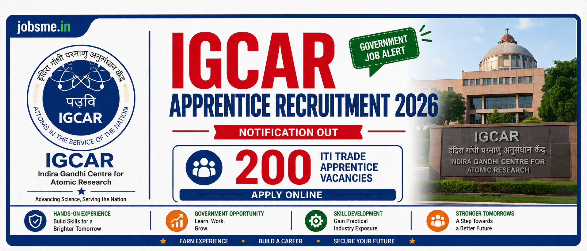 IGCAR Apprentice Recruitment 2026 Notification Out for 200 ITI Trade Apprentice Vacancies, Apply Online