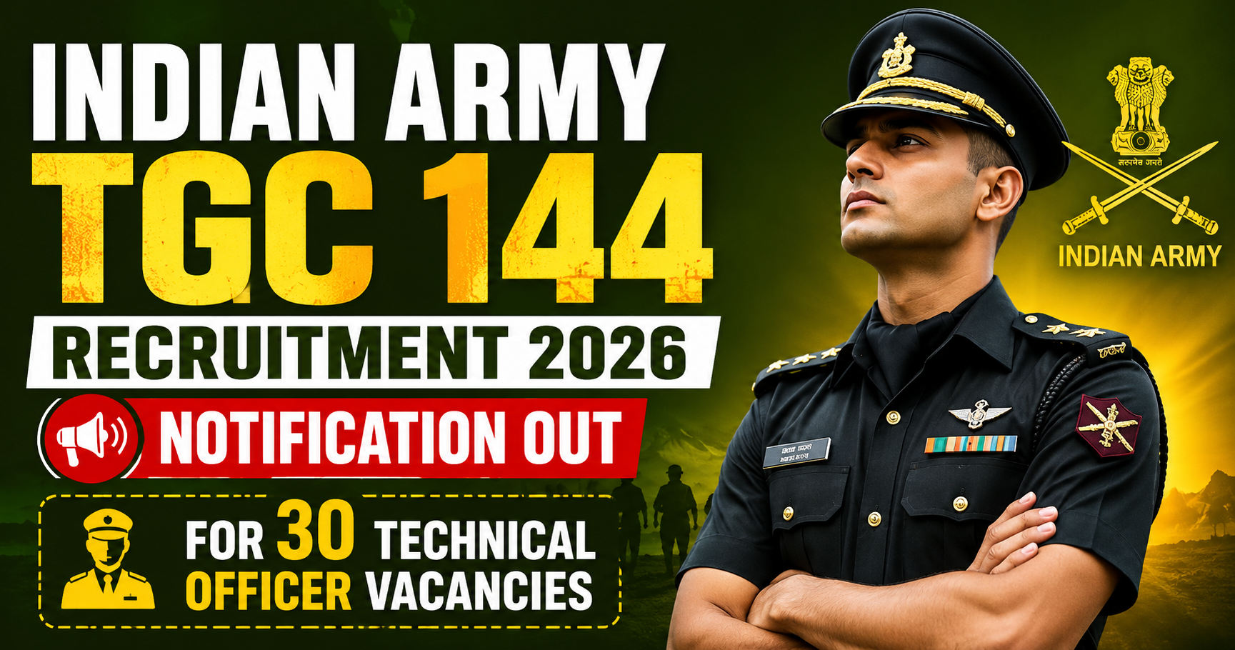 Indian Army TGC 144 Recruitment 2026 Notification Out for 30 Technical Officer Vacancies