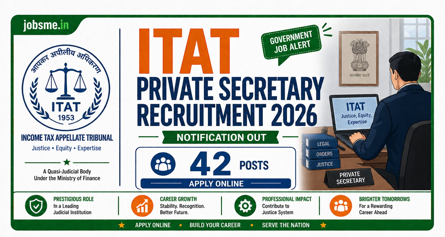 ITAT Private Secretary Recruitment 2026 Notification Out for 42 Posts, Apply Online
