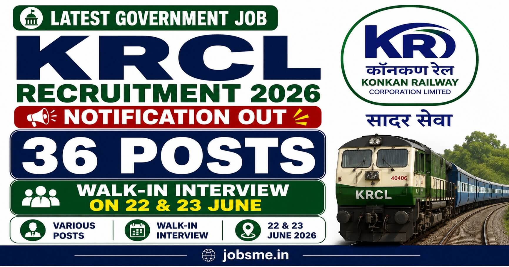 KRCL Recruitment 2026 Notification Out for 36 Posts, Walk-In Interview on 22 & 23 June