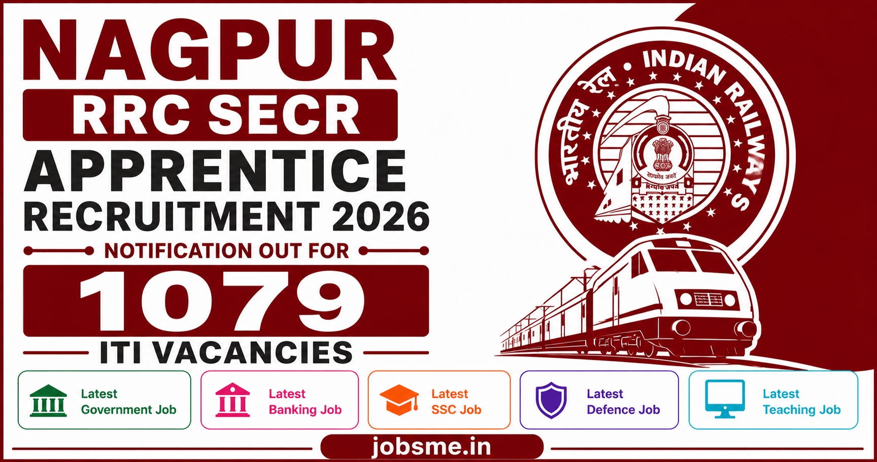 Nagpur RRC SECR Apprentice Recruitment 2026 Notification Out for 1079 ITI Vacancies