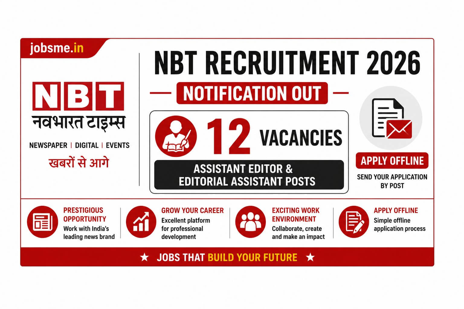 NBT Recruitment 2026 Notification Out for 12 Assistant Editor & Editorial Assistant Posts, Apply Offline