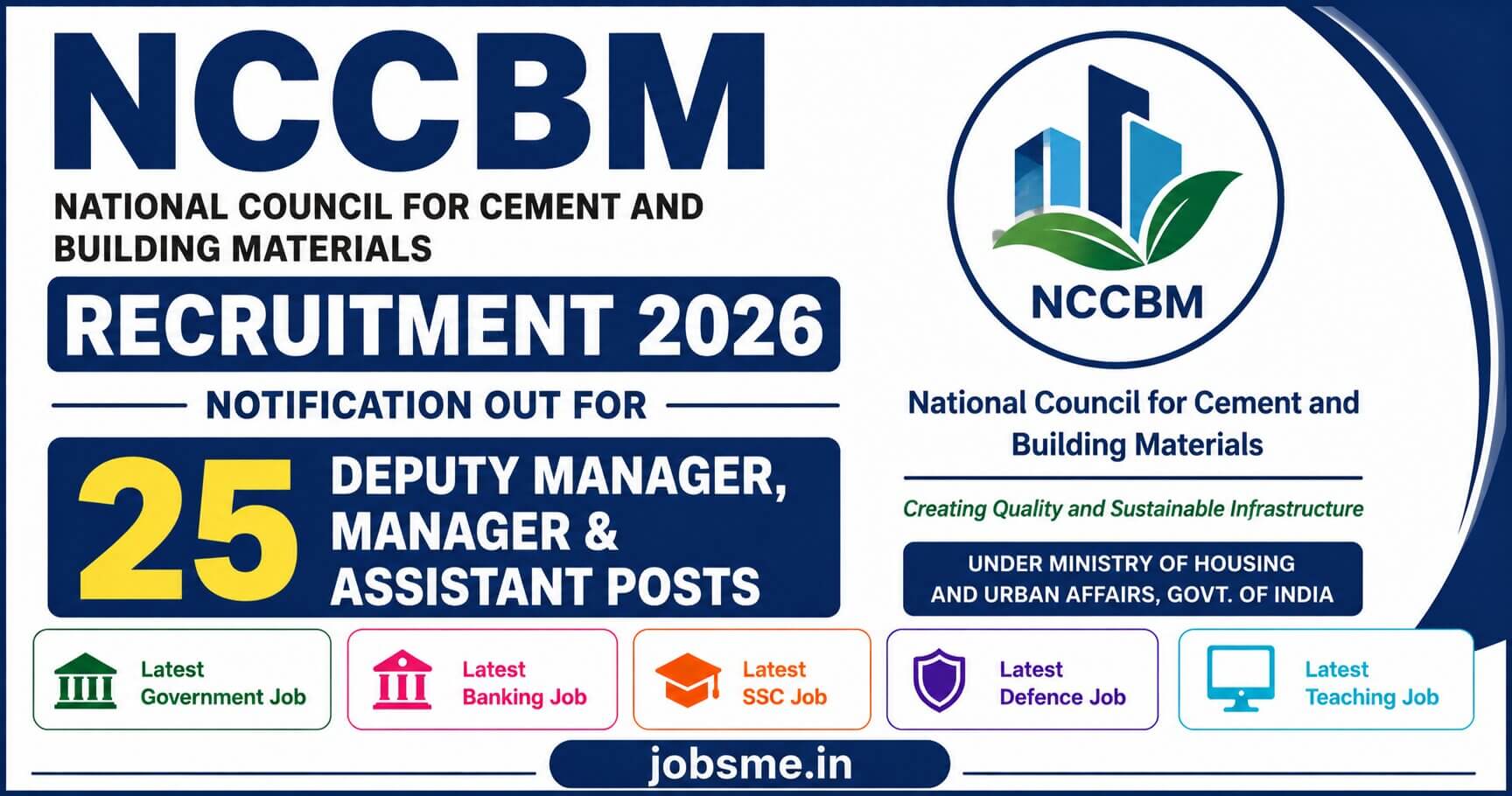 NCCBM Recruitment 2026 Notification Out for 25 Deputy Manager, Manager & Assistant Posts