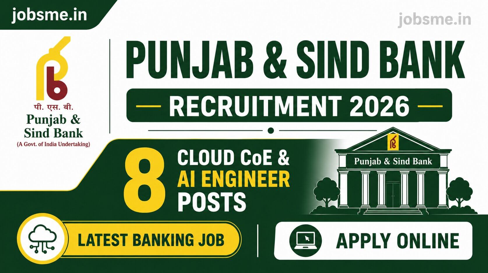 Punjab & Sind Bank Recruitment 2026 Notification Out for 8 Cloud CoE & AI Engineer Posts, Apply Online