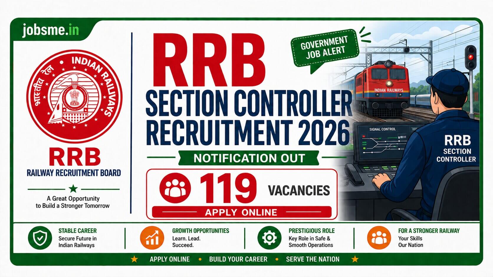 RRB Section Controller Recruitment 2026 Notification Out for 119 Vacancies, Apply Online