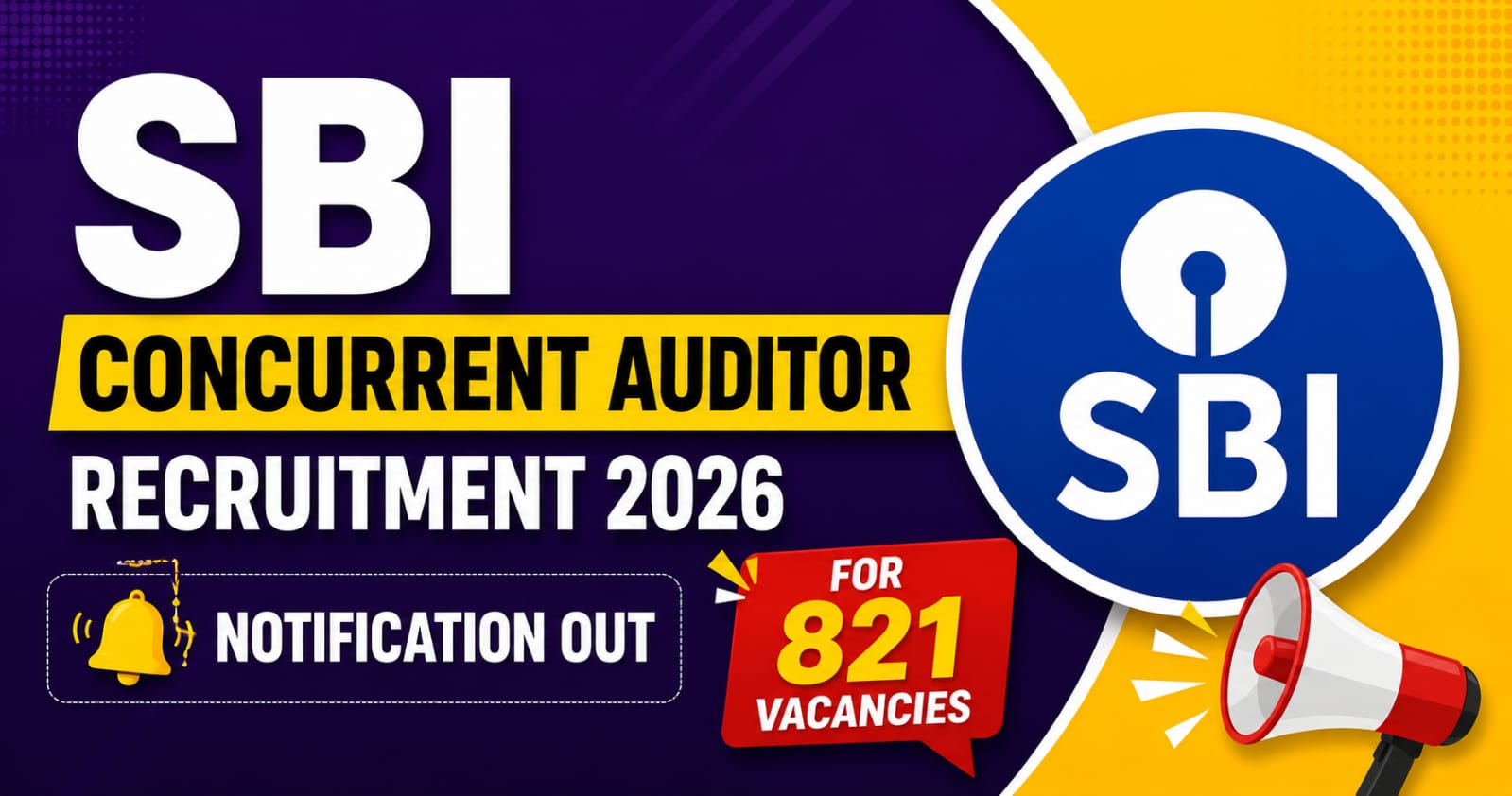 SBI Concurrent Auditor Recruitment 2026 Notification Out for 821 Vacancies