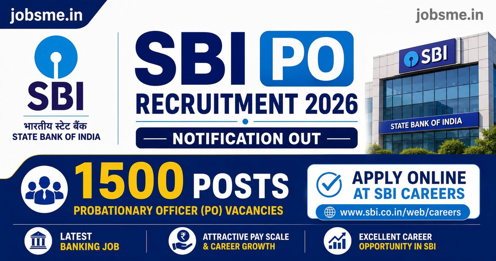 SBI PO Recruitment 2026 Notification Out for 1500 Posts, Apply Online at SBI Careers