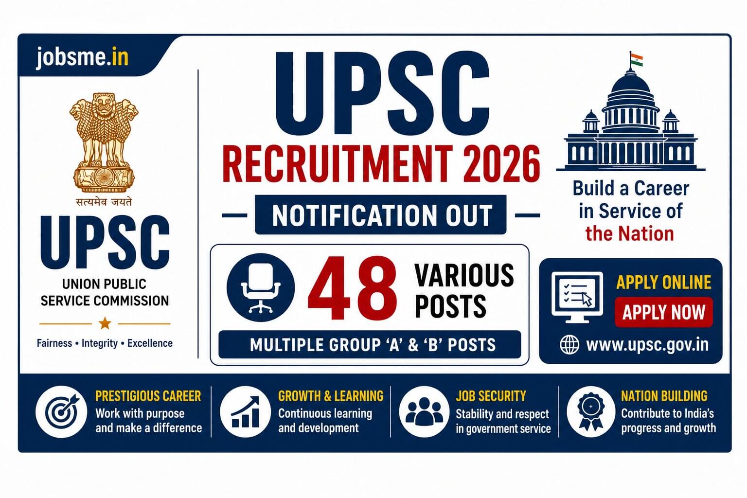 UPSC Recruitment 2026 Notification Out – Apply Online for 48 Assistant Soil Chemist, Prosecutor, Assistant Professor & Other Posts