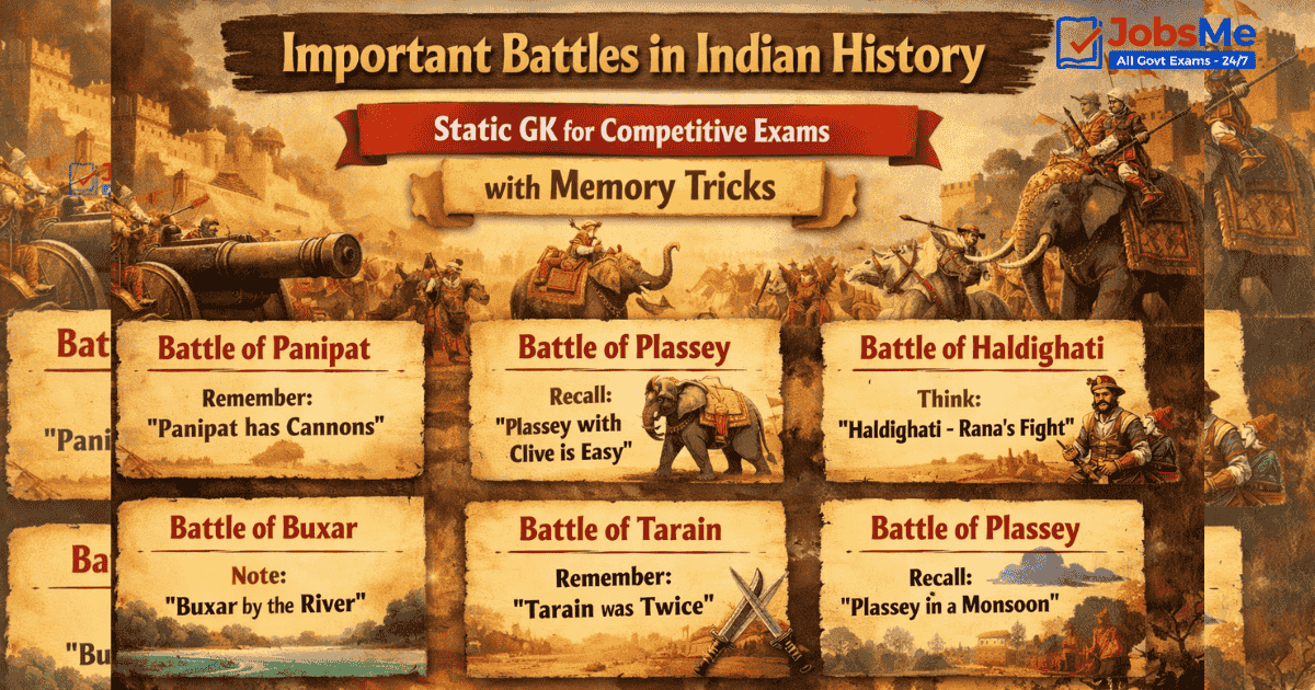 Important Battles in Indian History Static GK for Competitive Exams with Memory Tricks